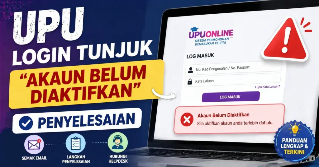 UPU Login Tunjuk “Akaun Belum Diaktifkan” – Penyelesaian