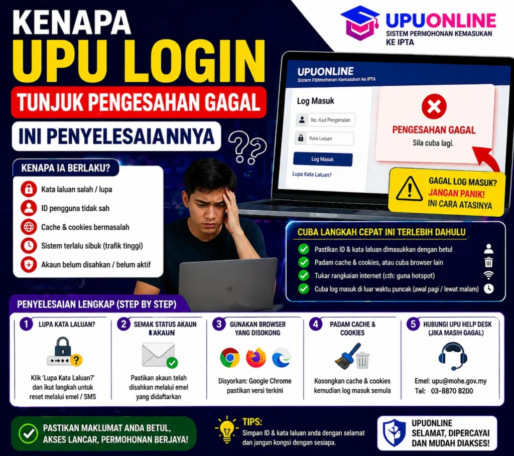 Kenapa UPU Login Tunjuk Pengesahan Gagal Ini Penyelesaiannya