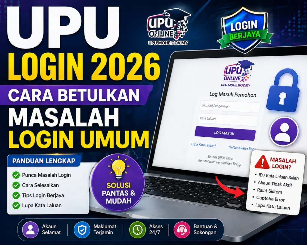UPU Login 2026: Cara Betulkan Masalah Login Umum