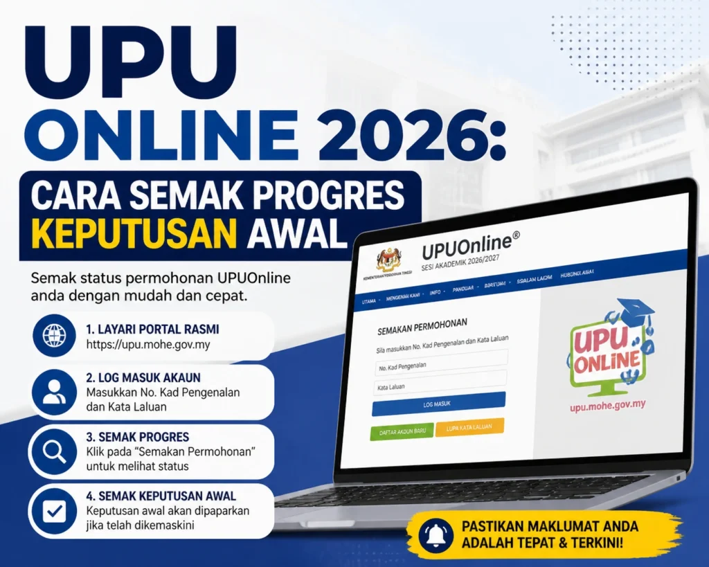 UPU Online 2026: Cara Semak Progres Keputusan Awal